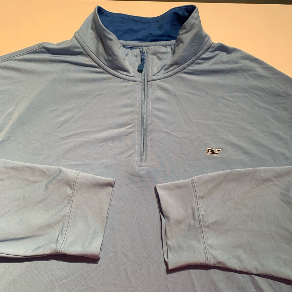 Vineyard Vines Performance Pullover 1/4 Zip Blue Mens Whale Logo Golf XXL